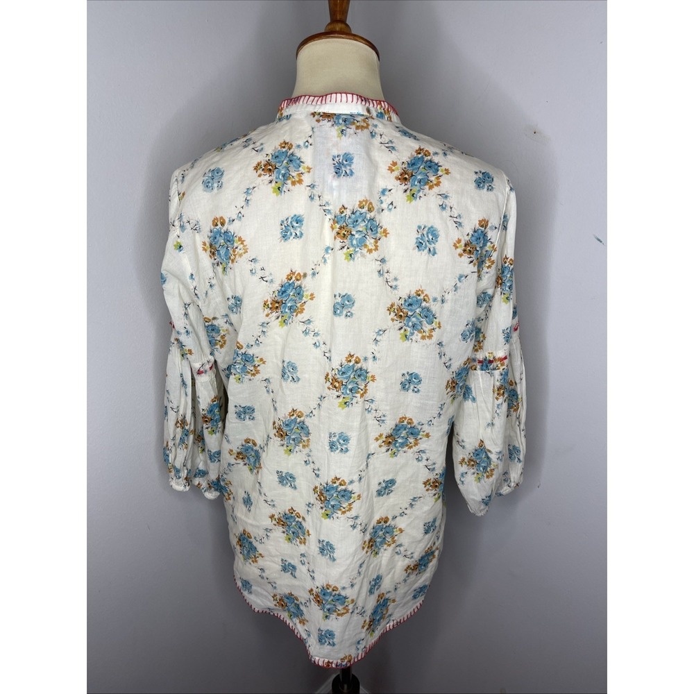 Johnny Was Leti Blouse Cream Floral Peasant Cottagecore Size Small S - Picture 4 of 10